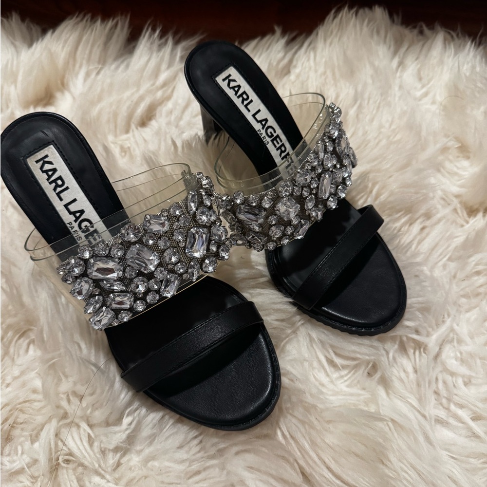 New Karl lagerfield diamond heels bedika sandals size 6 ( US)